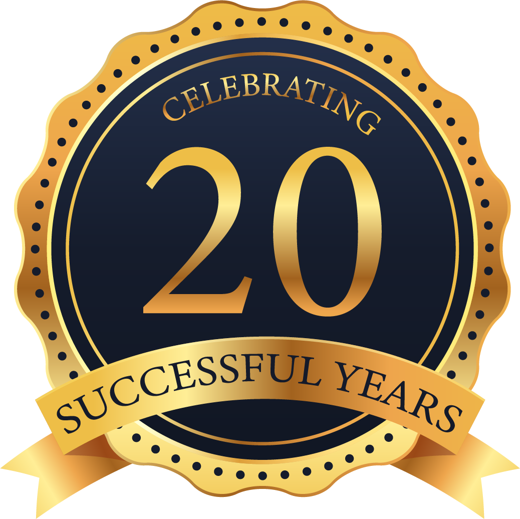 20 Years Anniversary Celebration Badge PNG Image