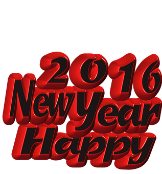 2016 Happy New Year Balloon Text PNG Image