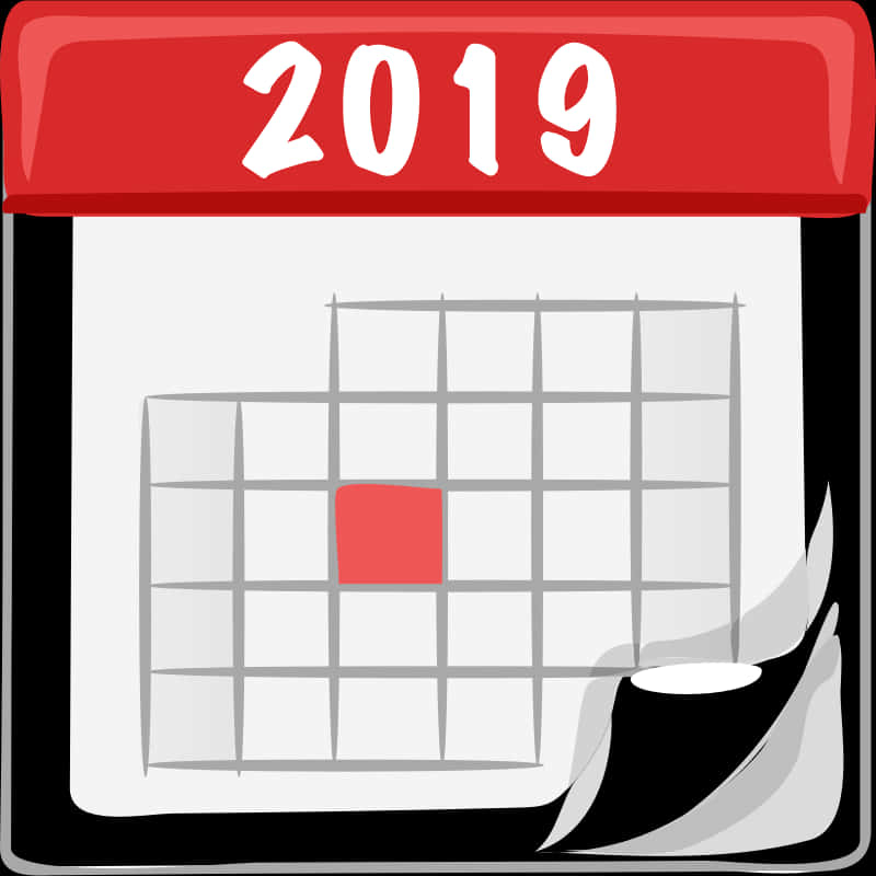 2019 Calendar Iconwith Red Marker PNG Image