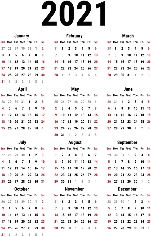 2021_ Floral_ Calendar_ Clipart PNG Image