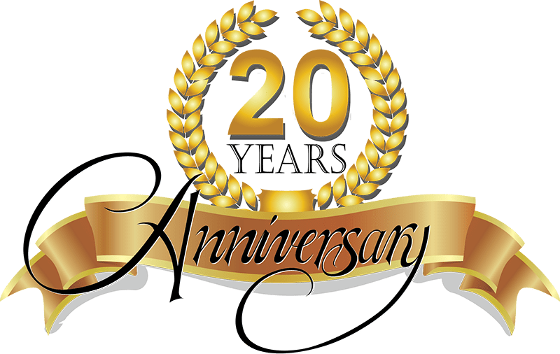 20th Anniversary Golden Laurel Wreath PNG Image