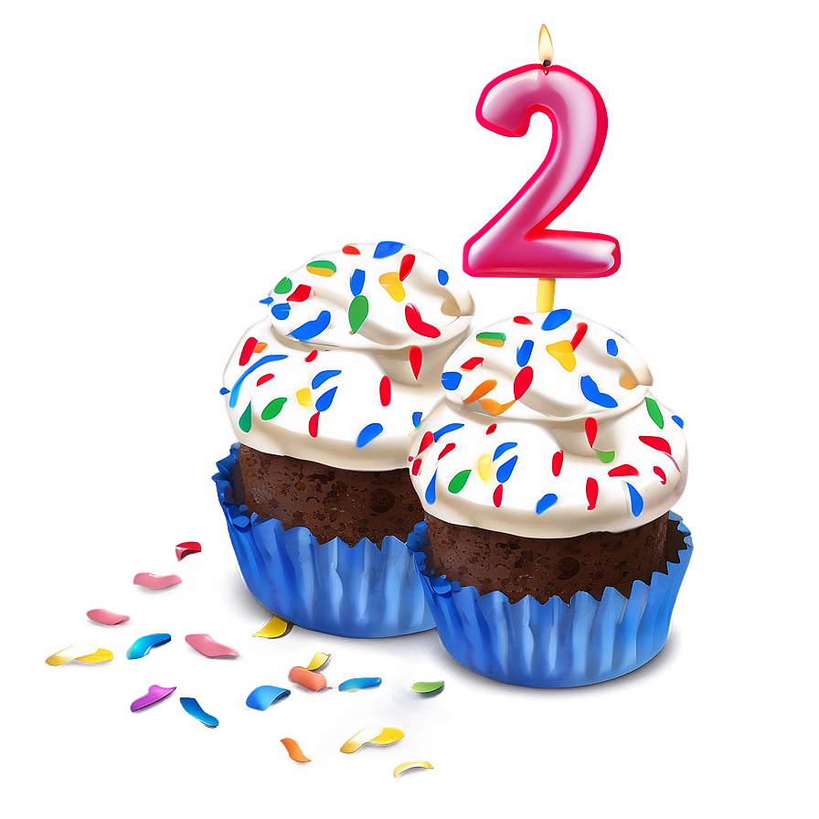 2nd Birthday Cupcake Design Png Ujc10 PNG Image