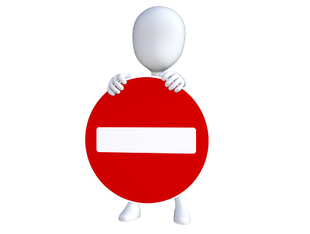 3 D Character Holding No Entry Sign PNG Image