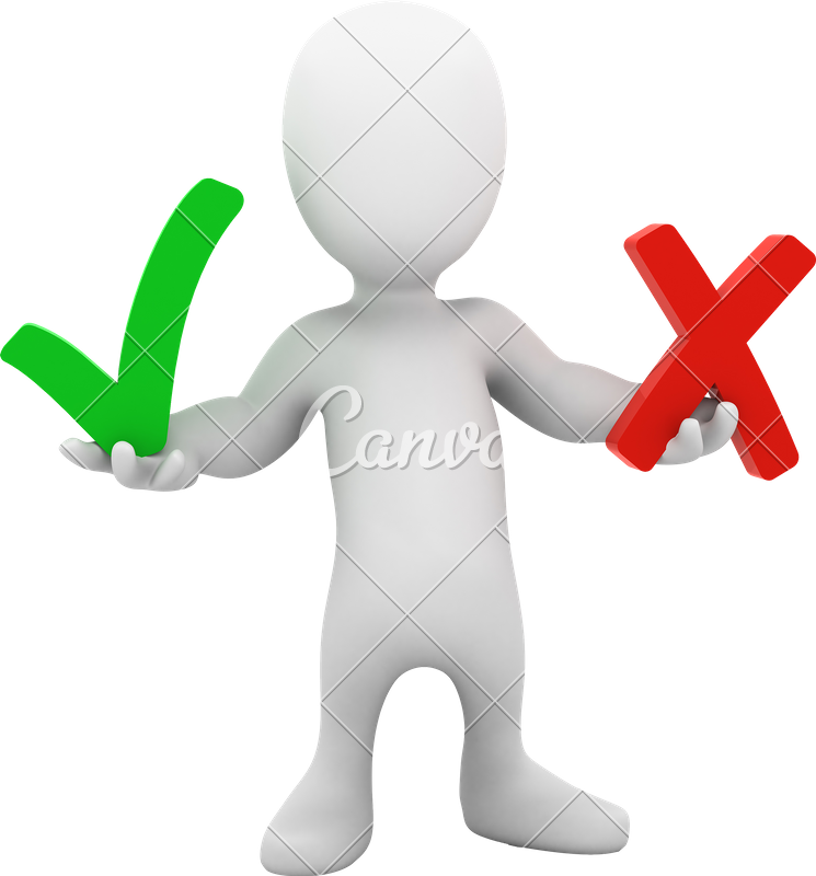 3 D Figure Holding Checkand Cross PNG Image