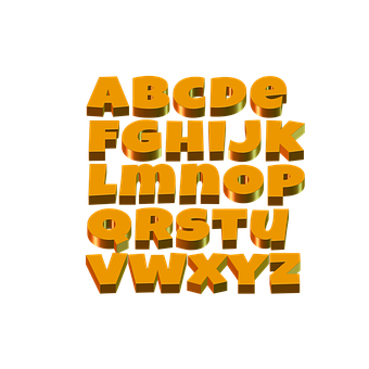 3 D Golden Alphabeton Black PNG Image