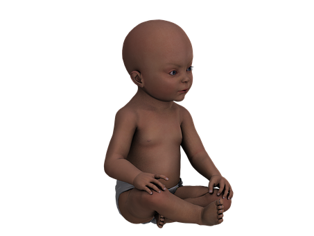 3 D Rendered Baby Sitting In Darkness PNG Image