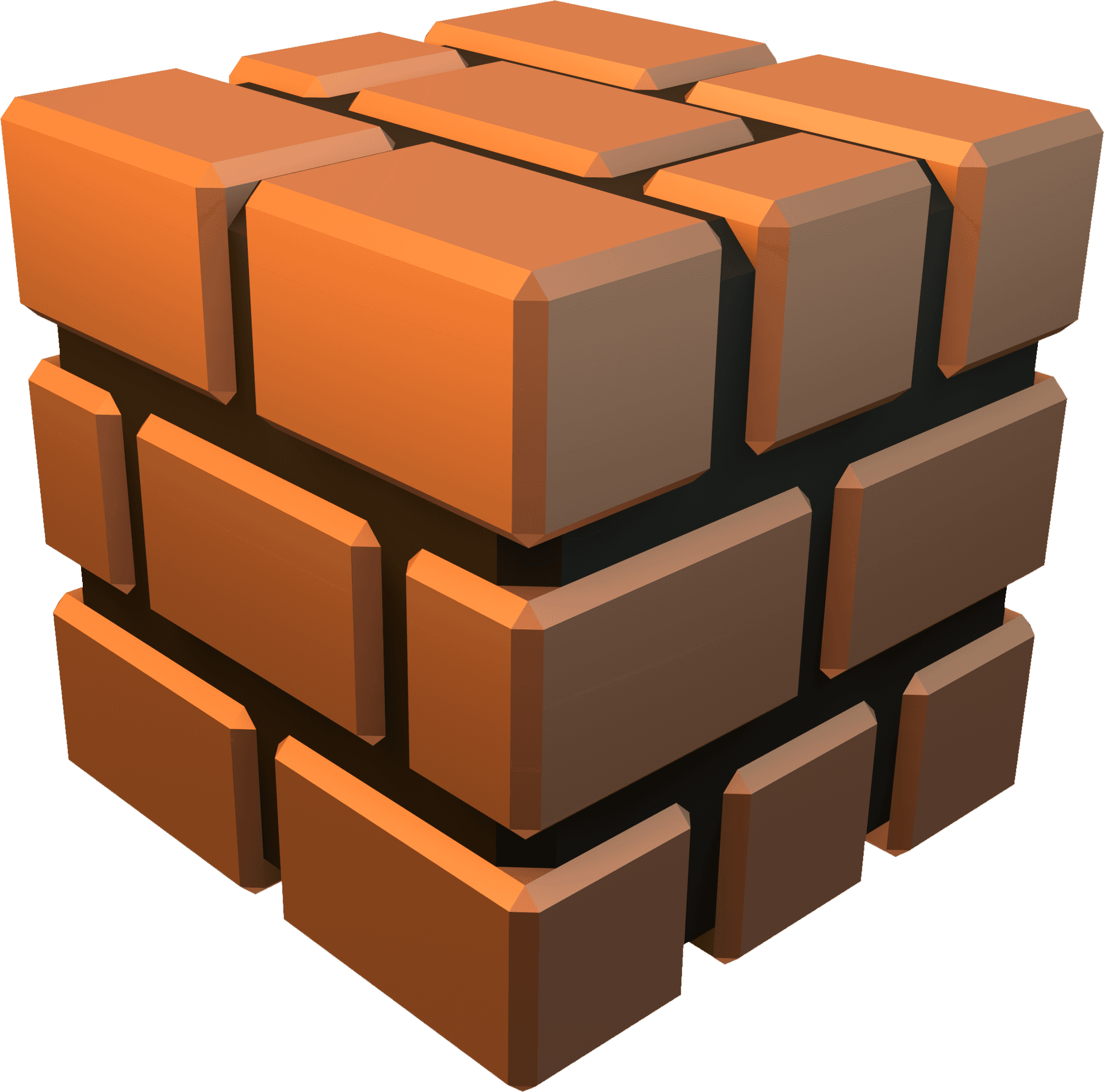 3 D Rendered Brick Cube PNG Image