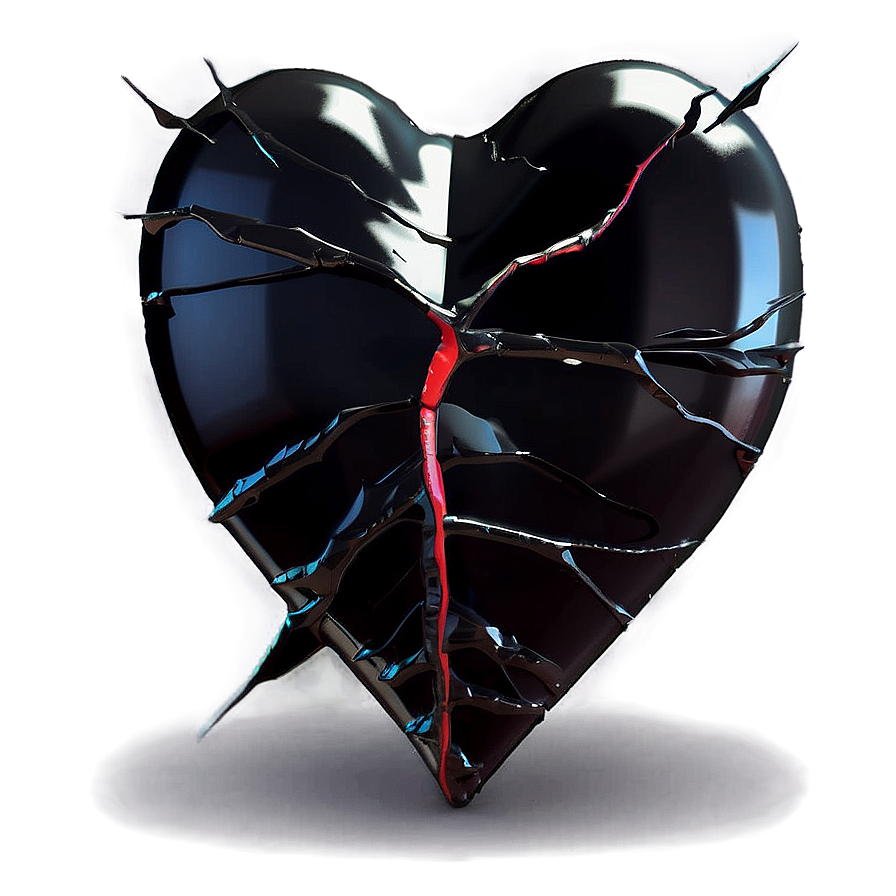 3d Black Broken Heart Png 06252024 PNG Image