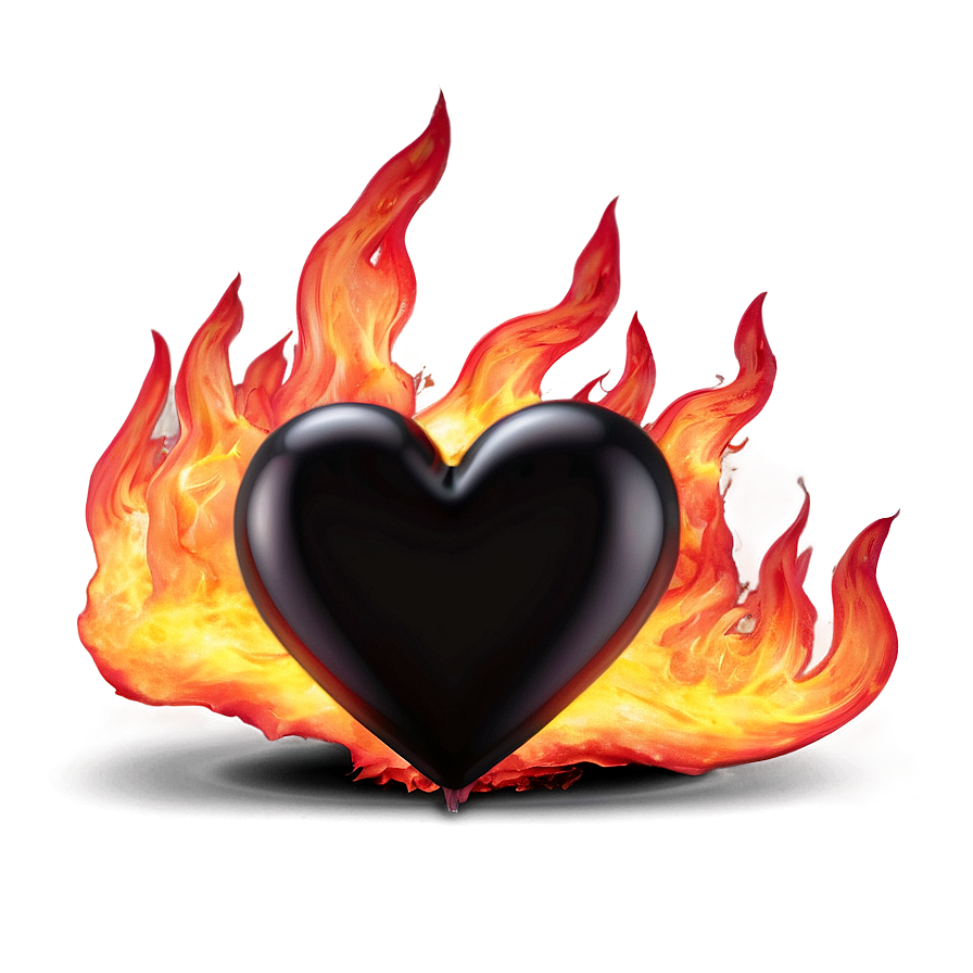 3d Heart On Fire Png Njj PNG Image