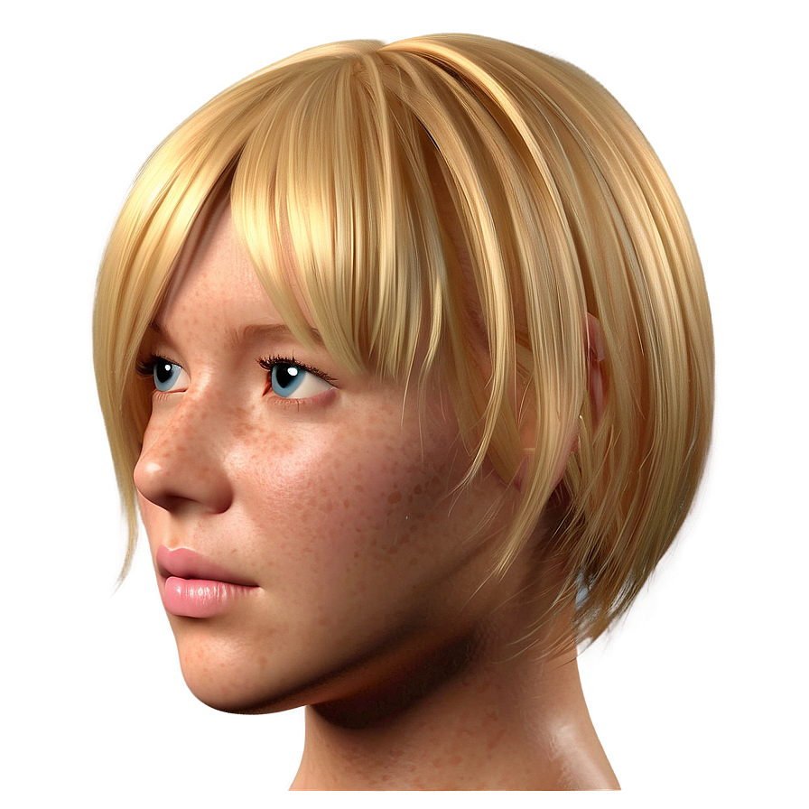 3d Model Blond Hair Png 06262024 PNG Image