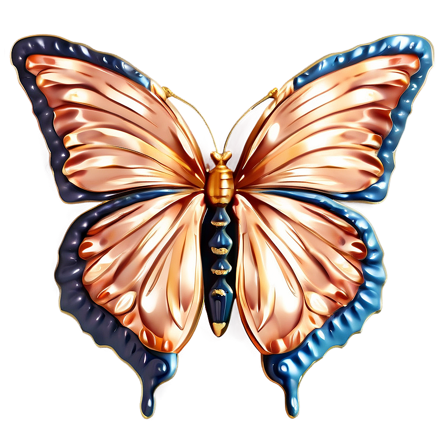 3d Rose Gold Butterfly Png Kdx PNG Image