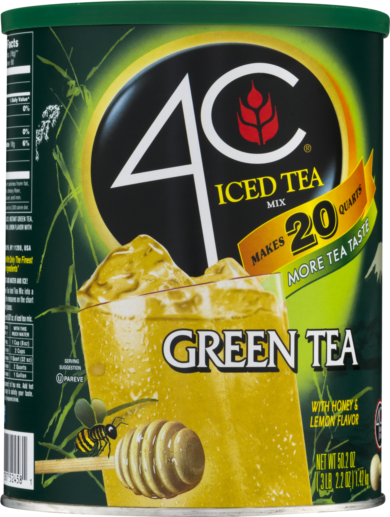 4 C Green Tea Iced Tea Mix Container PNG Image