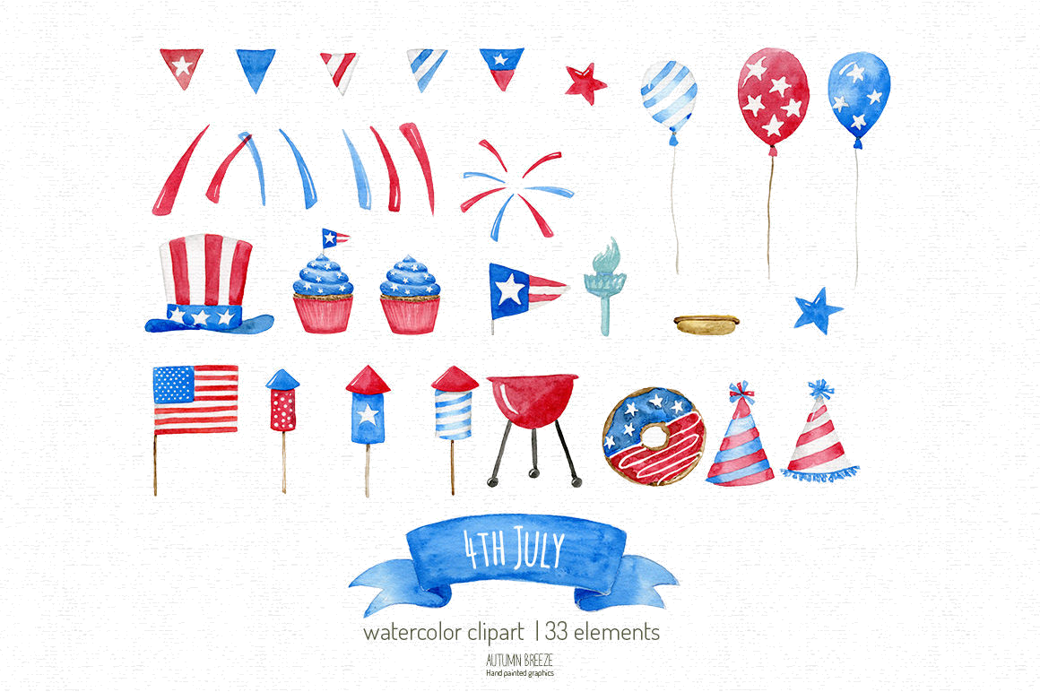 4thof July Celebration Elements PNG Image