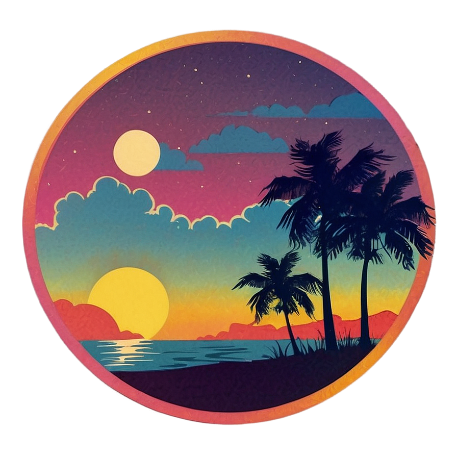 70s Retro Sunset Aesthetic Png 06252024 PNG Image