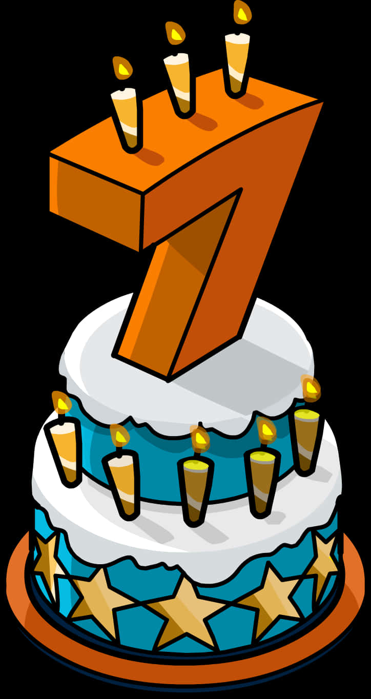 7th Birthday Celebration Cake PNG Image