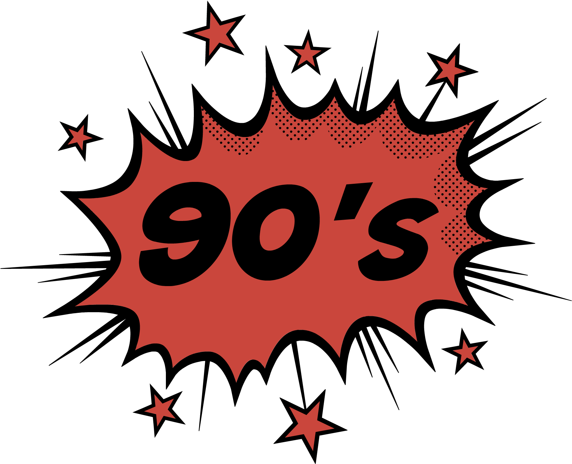 90s Retro Comic Style Burst PNG Image