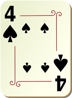 A Card With A Four Of Spades PNG Image