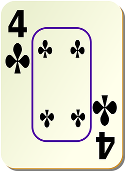 A Card With A Rectangular Rectangle And Four Of Clubs PNG Image