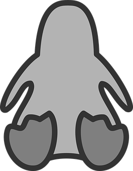 A Grey Penguin With Black Background PNG Image