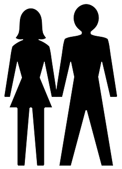 A Man And Woman Silhouettes Holding Hands PNG Image