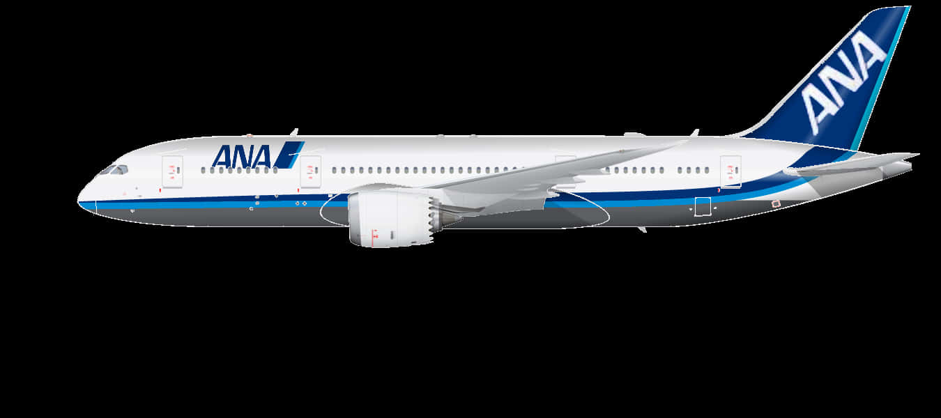 A N A Boeing787 Dreamliner Side View PNG Image