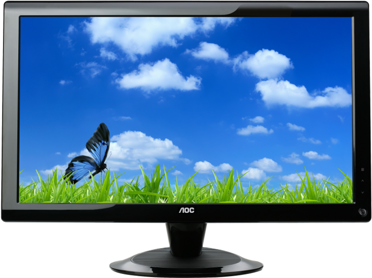 A O C Monitor Butterfly Wallpaper PNG Image