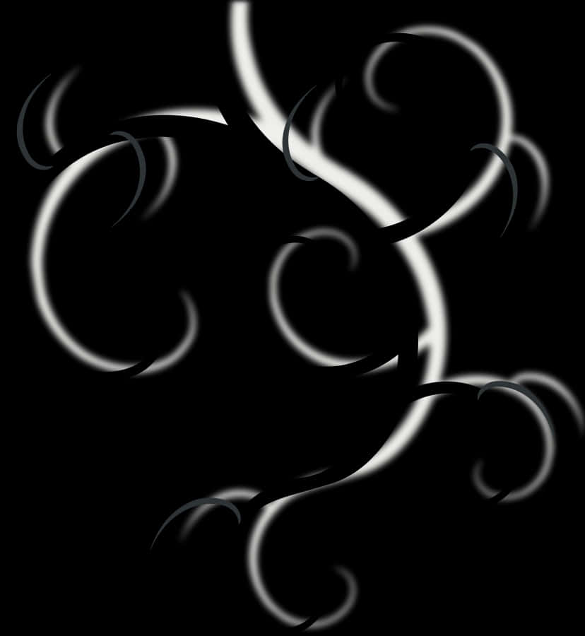 A White Swirls On A Black Background PNG Image