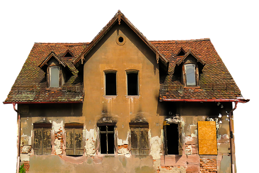 Abandoned House Facade PNG Image