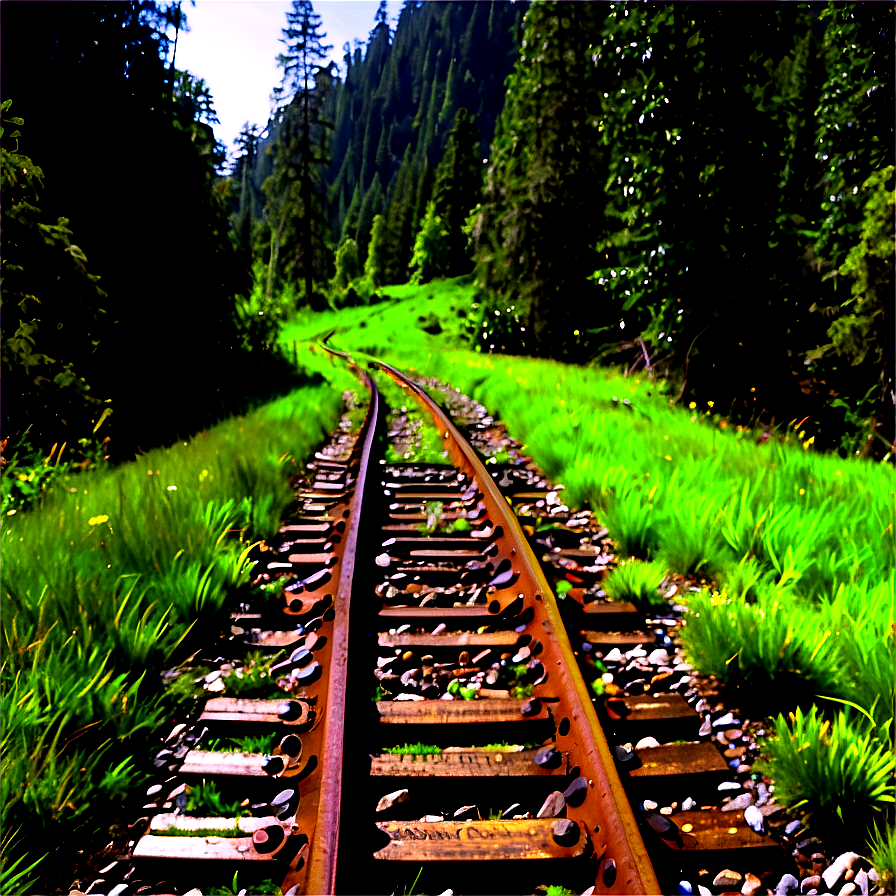 Abandoned Railway Tracks Nature Reclaimed Png 12 PNG Image