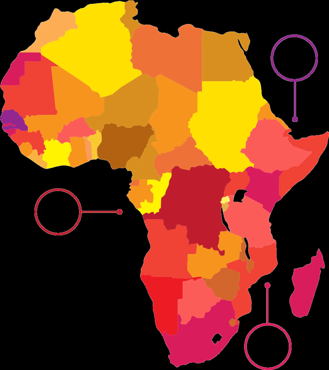 Abstract Africa Map Colorful PNG Image