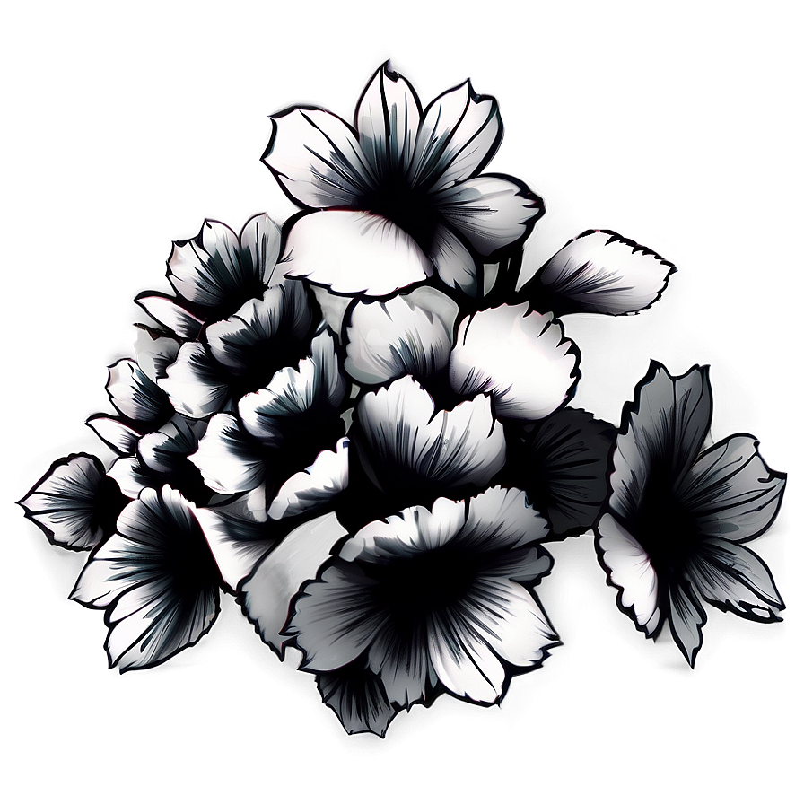 Abstract Art Black White Flowers Png Fel PNG Image