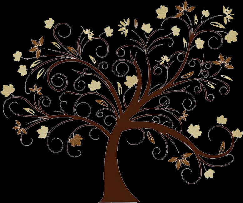 Abstract Autumn Tree Artwork PNG Image