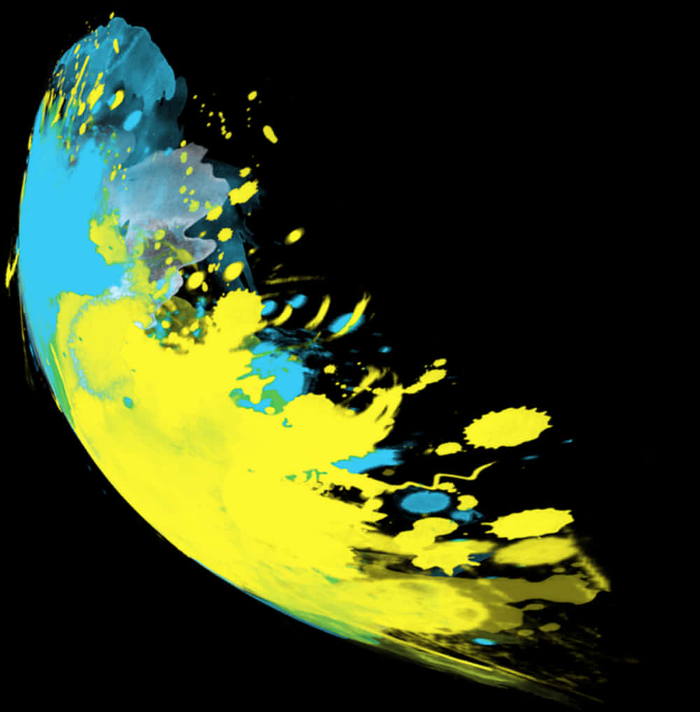 Abstract_ Blue_and_ Yellow_ Splash_ Art PNG Image