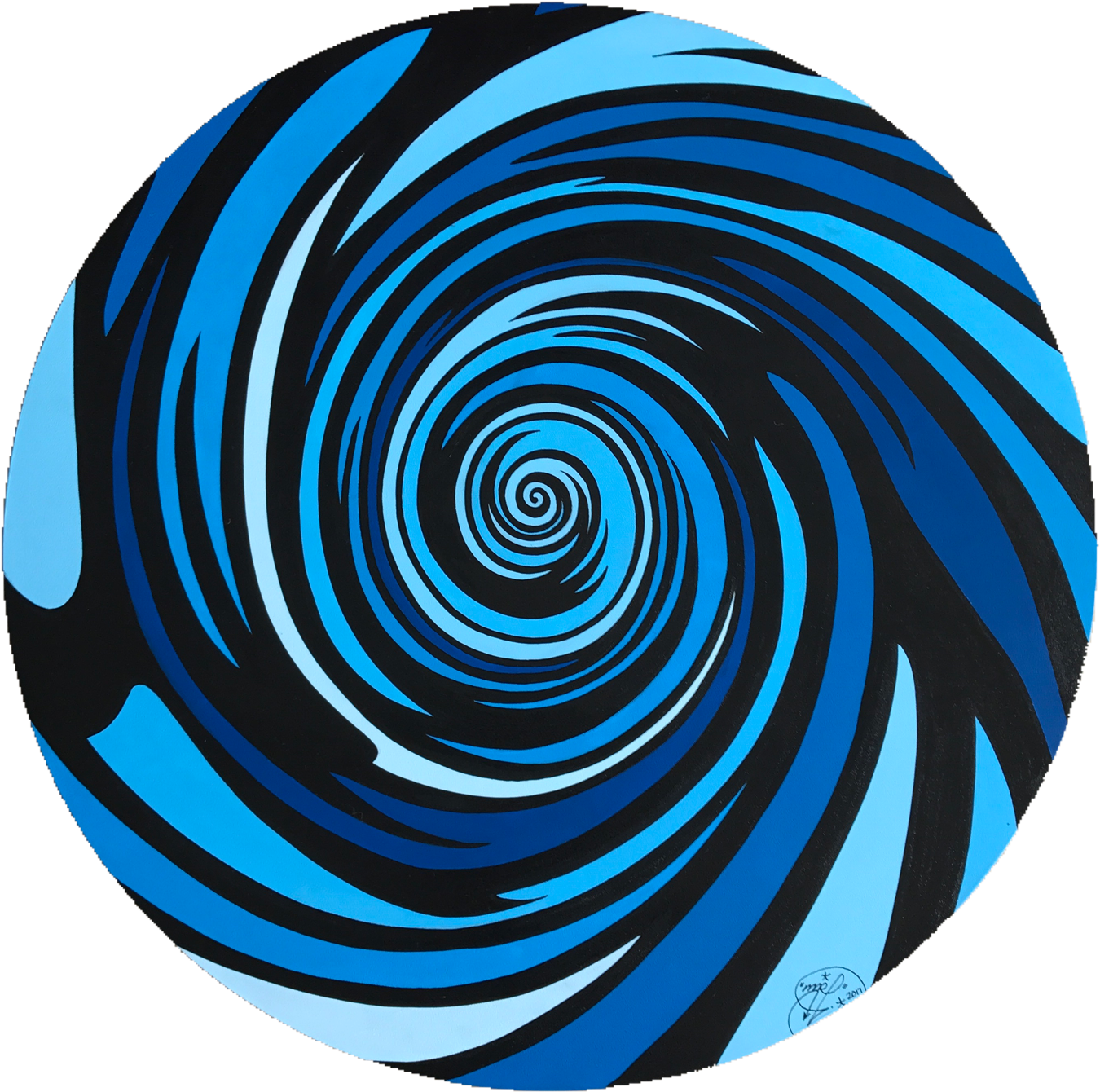 Abstract Blue Black Spiral Art PNG Image