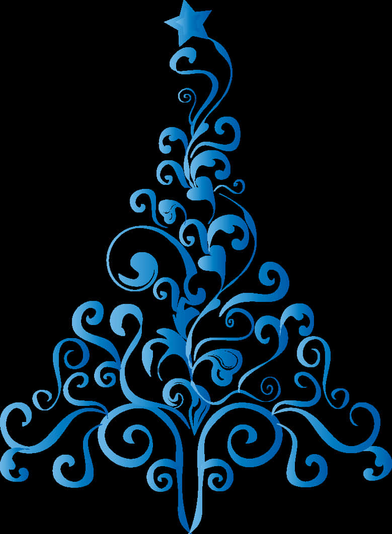 Abstract Blue Christmas Tree Art PNG Image