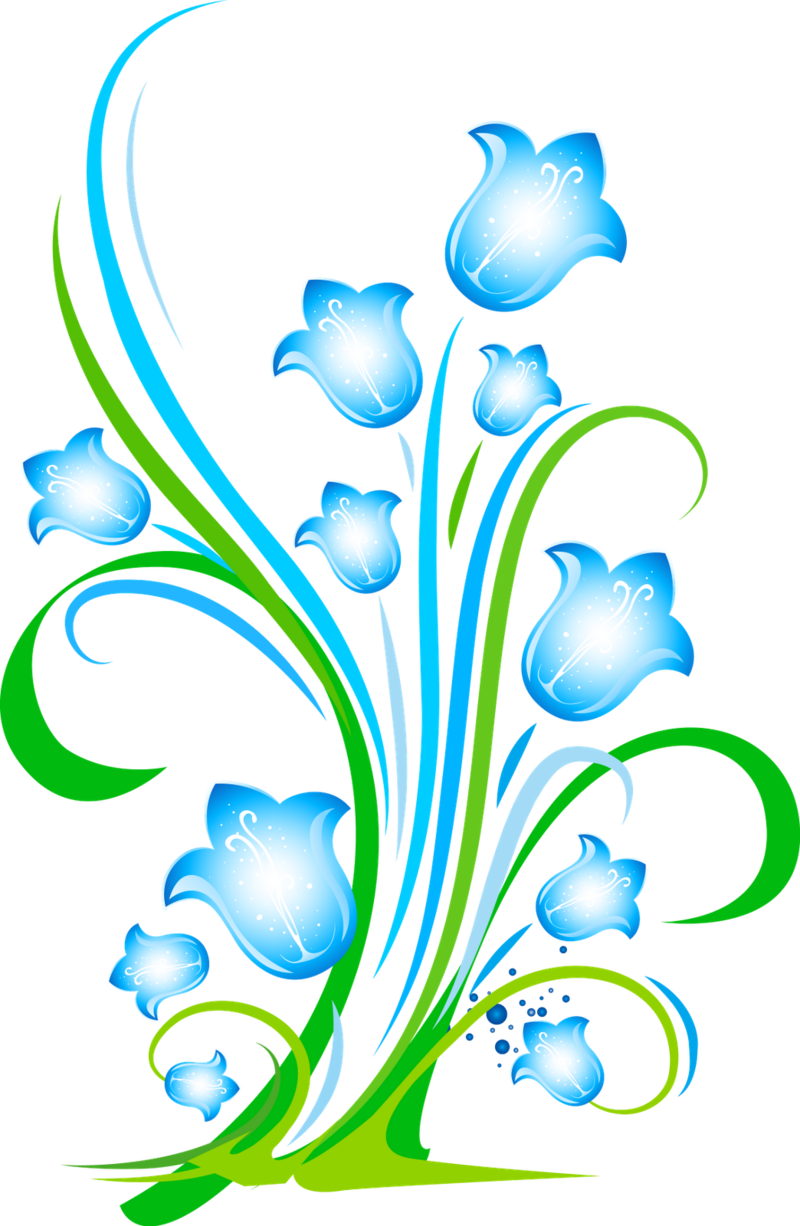 Abstract Blue Floral Design PNG Image