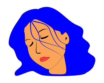 Abstract Blue Haired Woman Illustration PNG Image