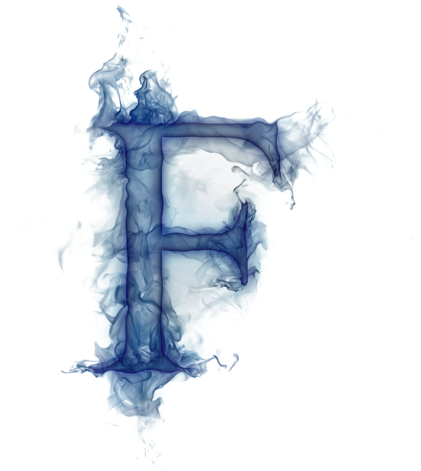 Abstract Blue Ink Letter F PNG Image