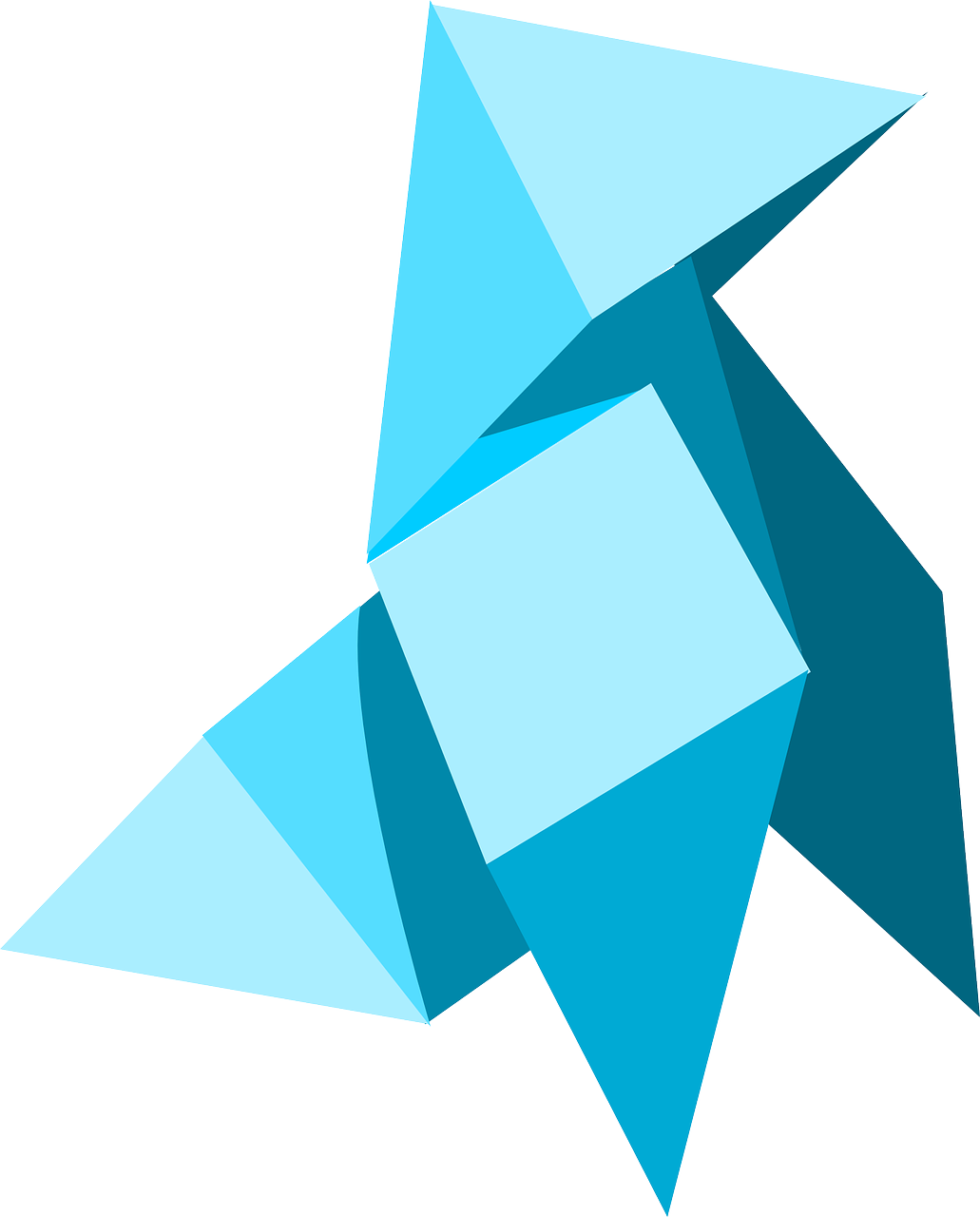 Abstract Blue Origami Bird PNG Image