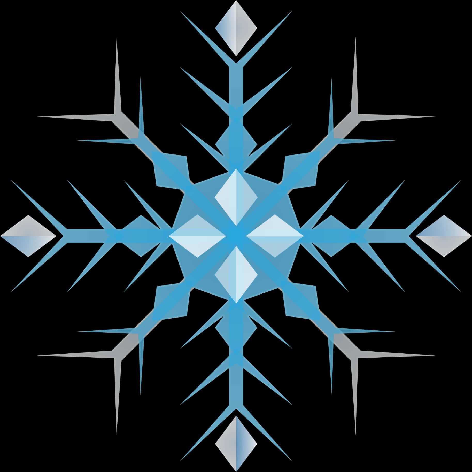 Abstract Blue Snowflake Design PNG Image