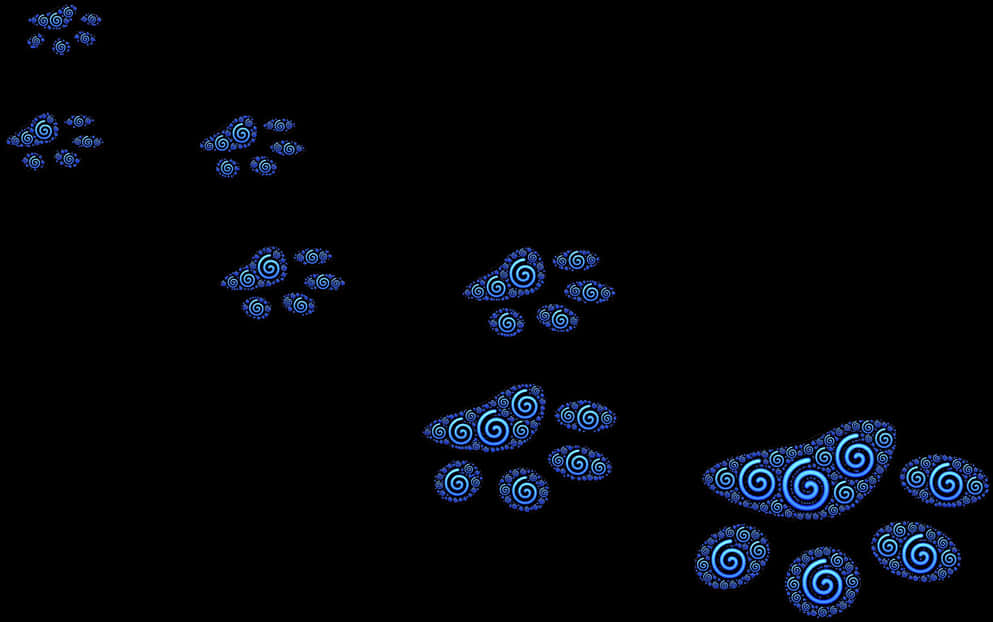 Abstract Blue Spiral Paw Prints PNG Image