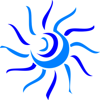 Abstract Blue Sun Design PNG Image