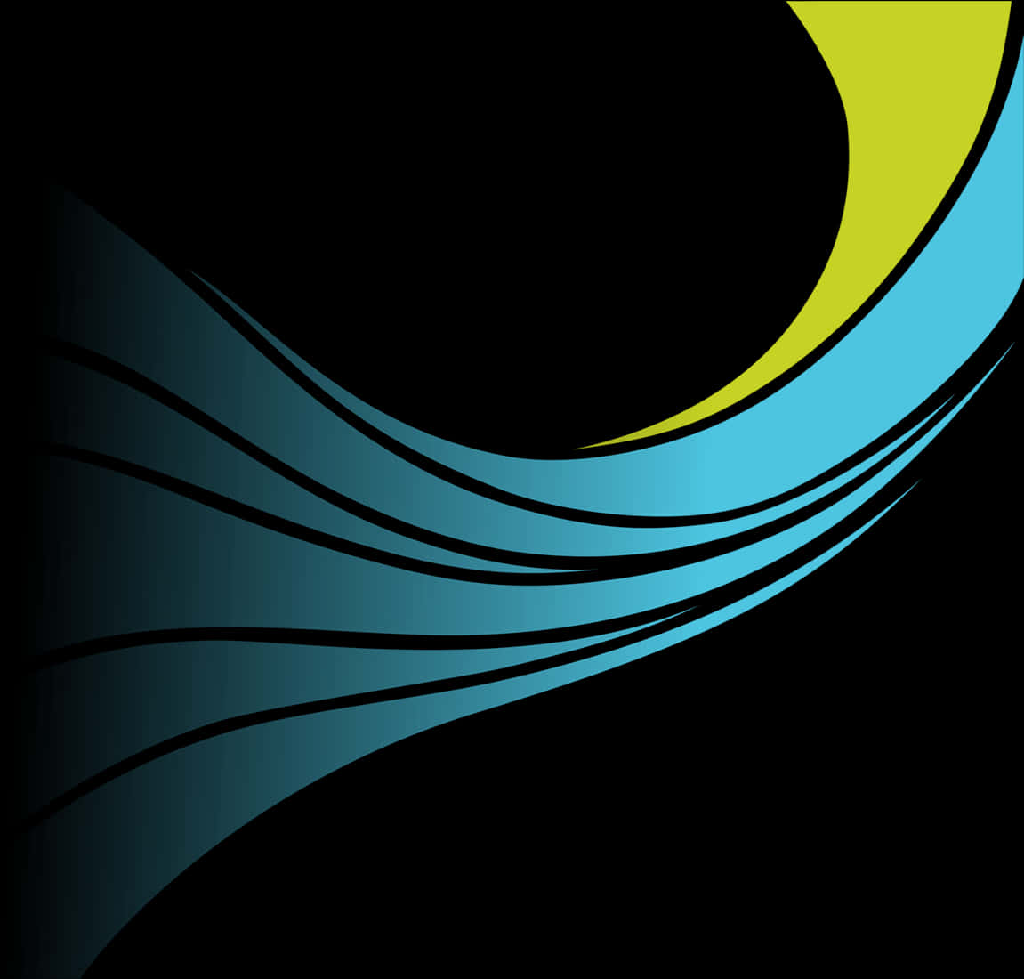 Abstract Blue Yellow Wave Design PNG Image