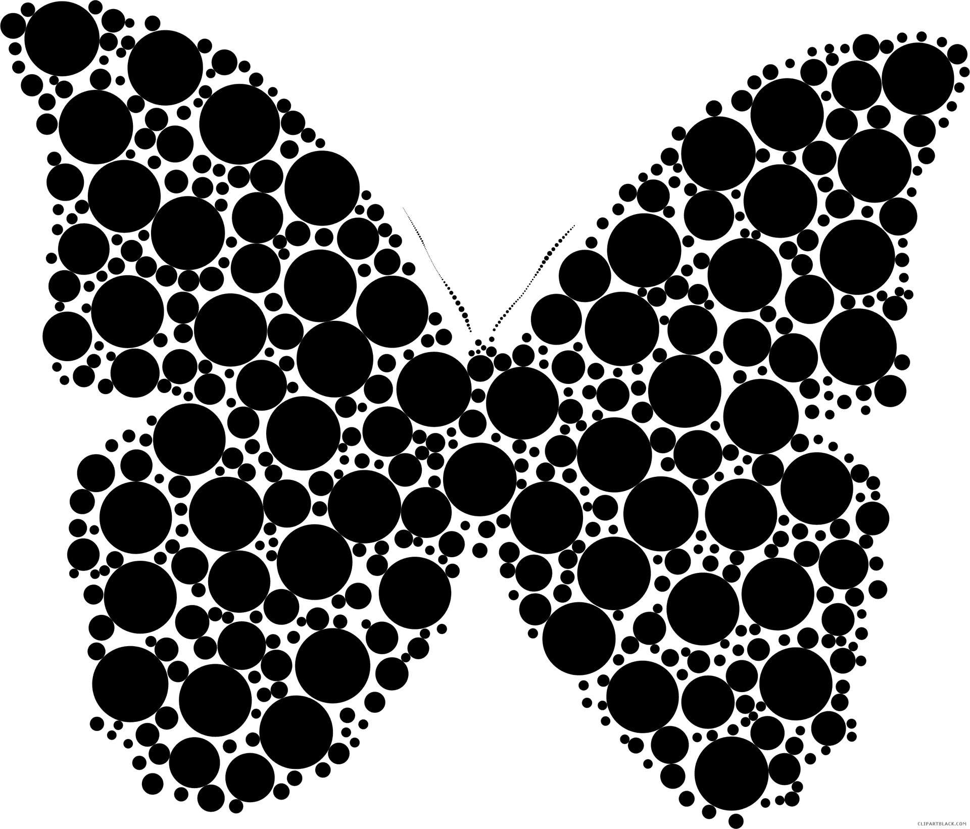 Abstract Butterfly Circles Blackand White PNG Image