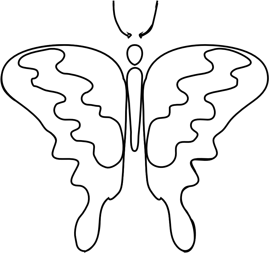 Abstract Butterfly Outline Black And White PNG Image