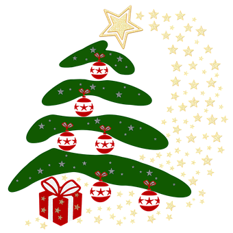 Abstract Christmas Treeand Gifts PNG Image