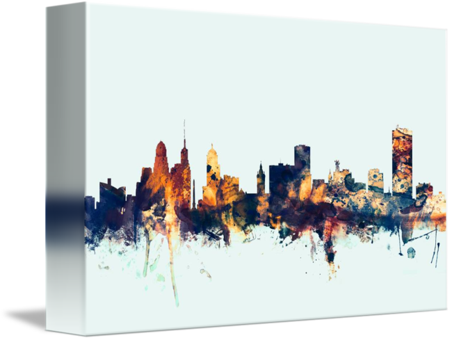 Abstract Cityscape Watercolor Canvas Art PNG Image