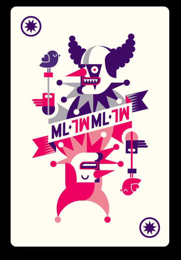 Abstract Clown Playing Card Design PNG Image