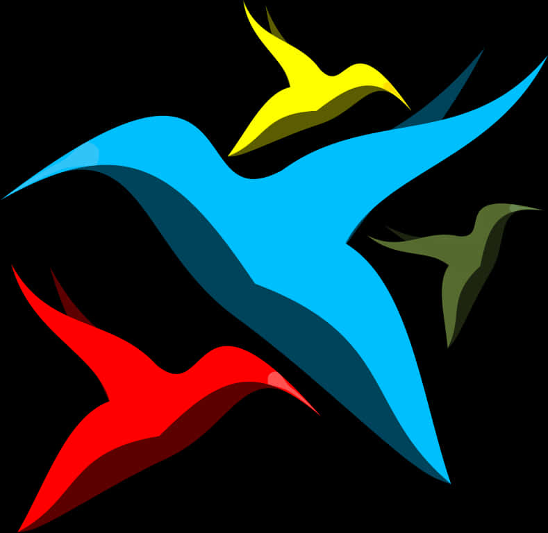 Abstract Colorful Birds Vector PNG Image