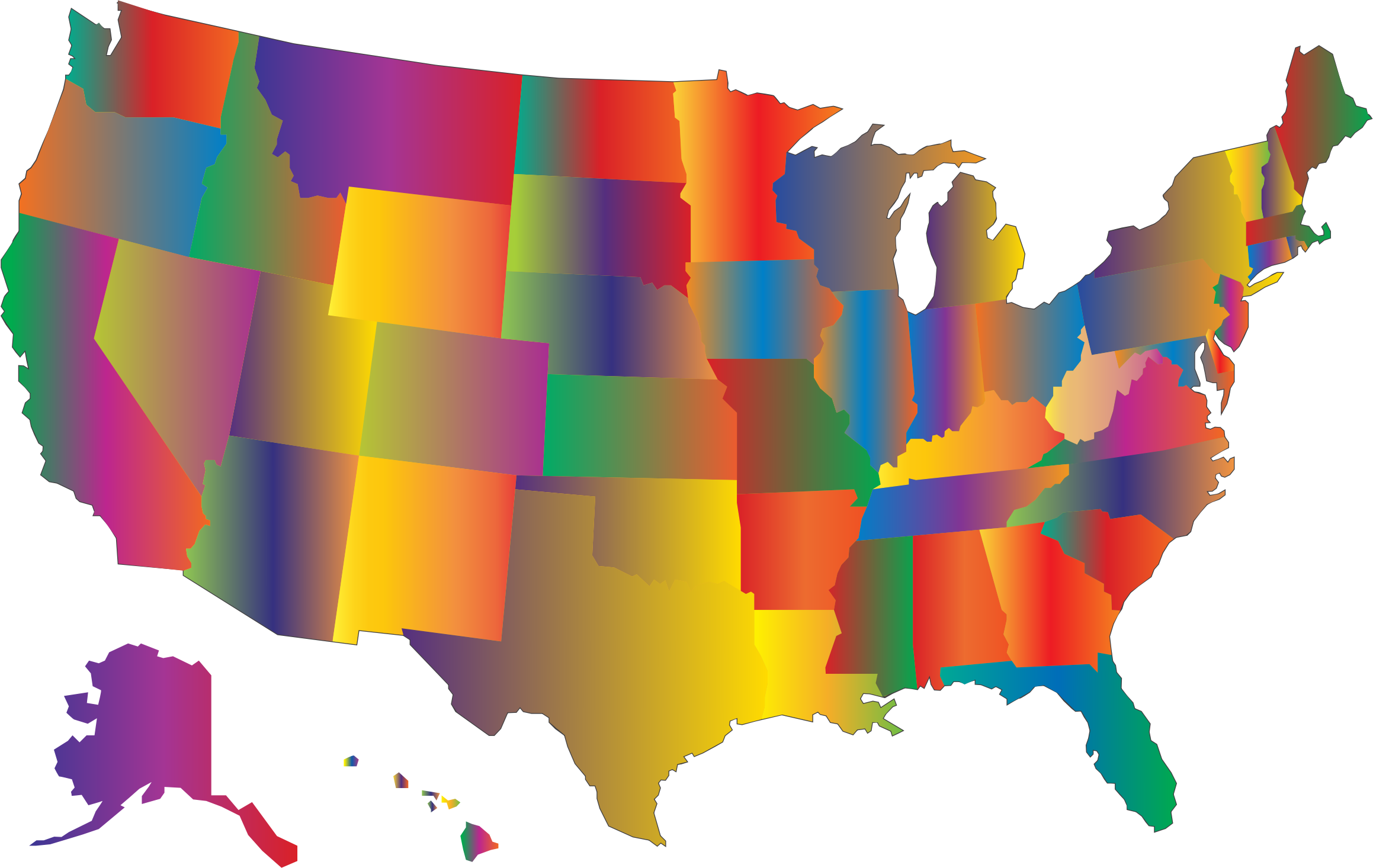 Abstract Colorful U S A Map PNG Image